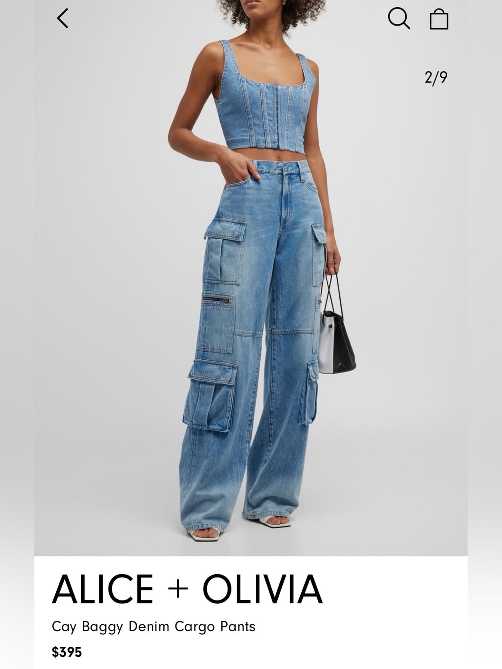 Alice + Olivia - Cay Baggy Denim Cargo “Brea Blue” - Size 31